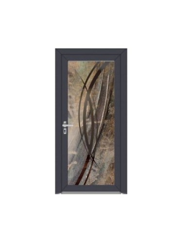 Porte d’entrée PVC ELSA Style Créateur – Verre trempé & peinture abstraite tons brun/caramel/beige/noir