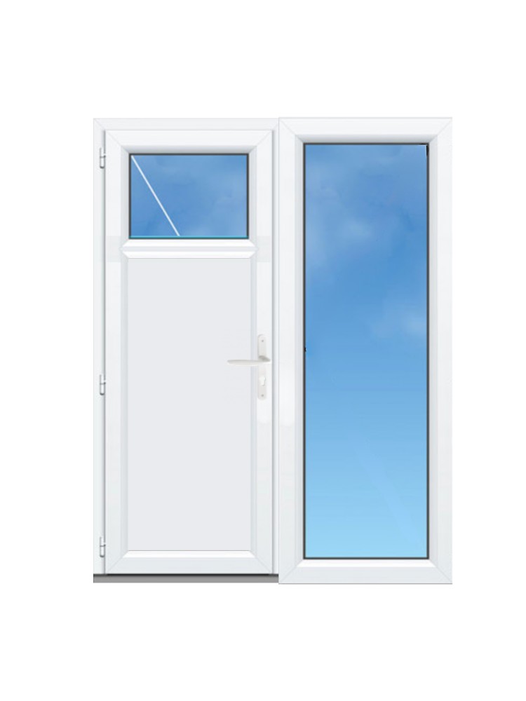 Porte de Service PVC Tiers Vitrée avec Fixe à Droite sur Mesure – Gamme Élégance